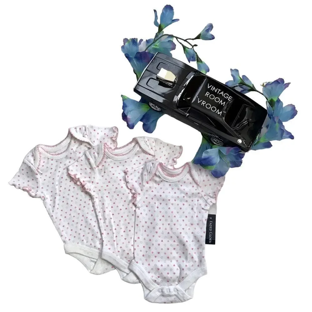 Faded Glory NWT Set of 3 Bodysuit for Girls NB